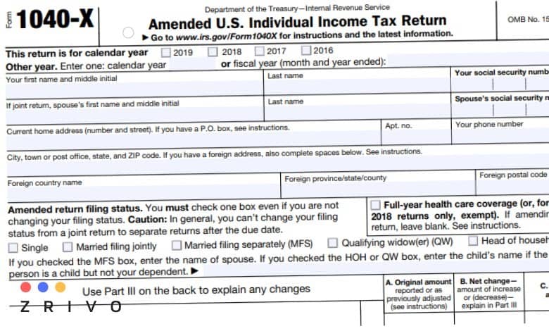 1040-X Form 2021 Amended Tax Return