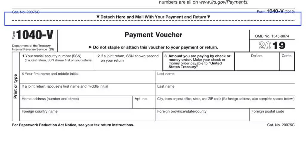 Form 1040-V Payment Voucher ss zrivo