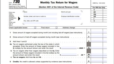 Form 730: Monthly Tax Return for Wagers