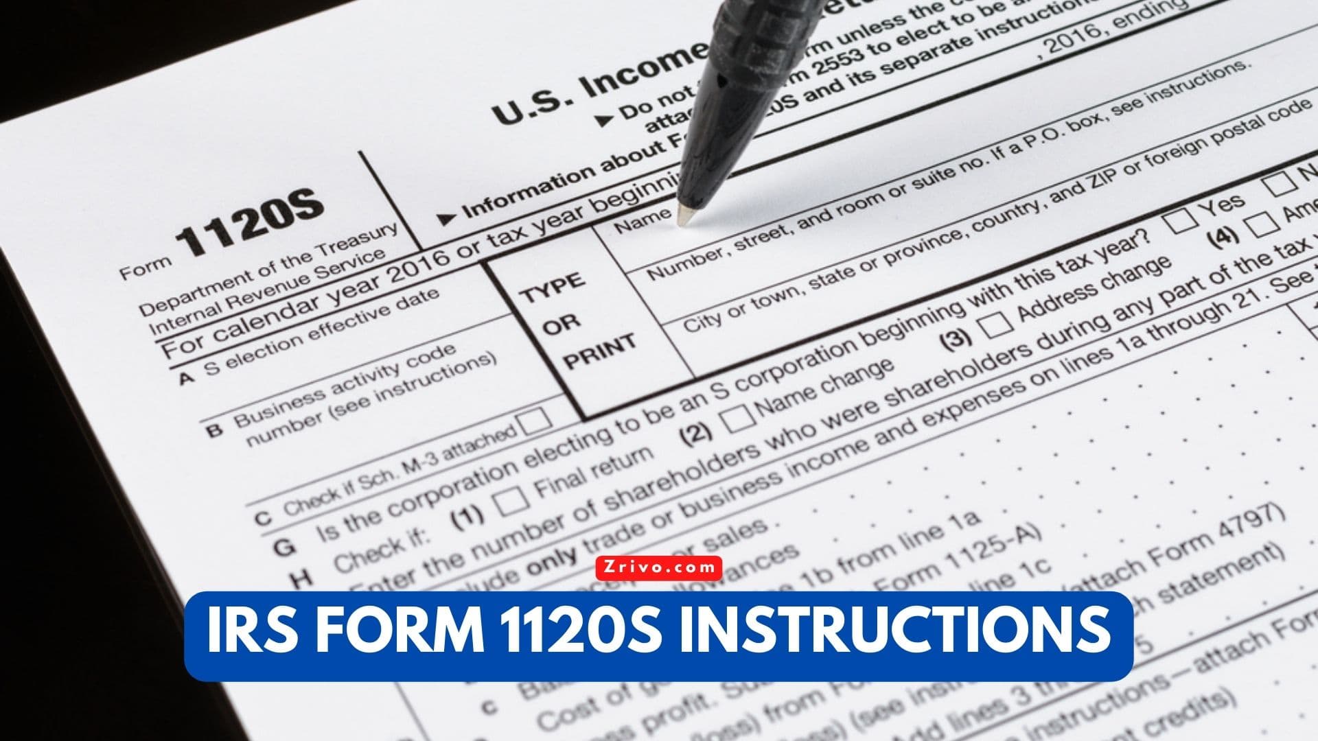 IRS Form 1120S Instructions Zrivo Cover 1 