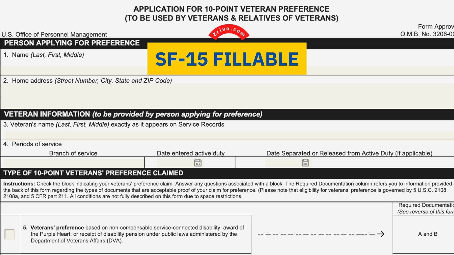 SF-15 Fillable