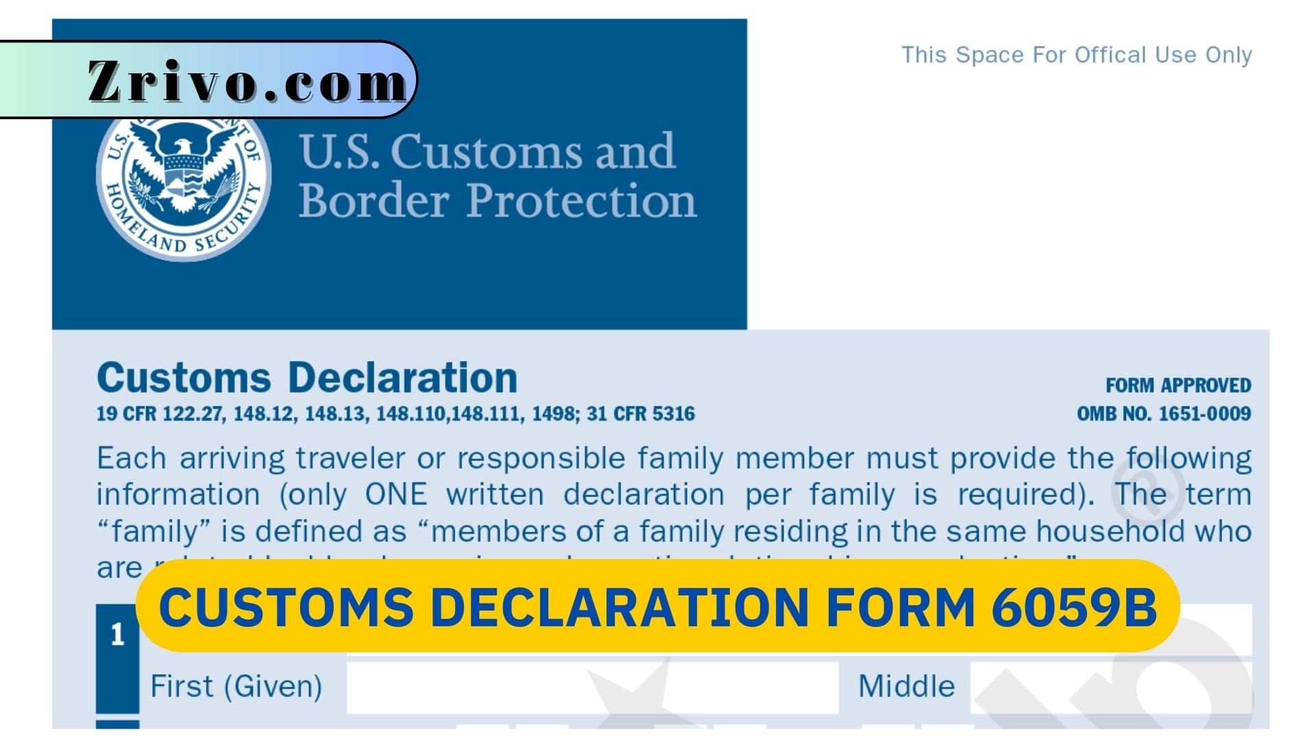 Customs Declaration Form 6059B