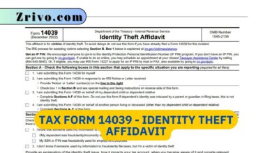 Tax Form 14039 - Identity Theft Affidavit
