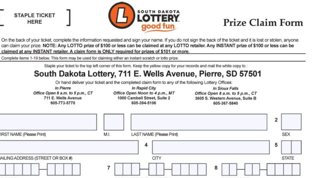 South Dakota Lottery Claim
