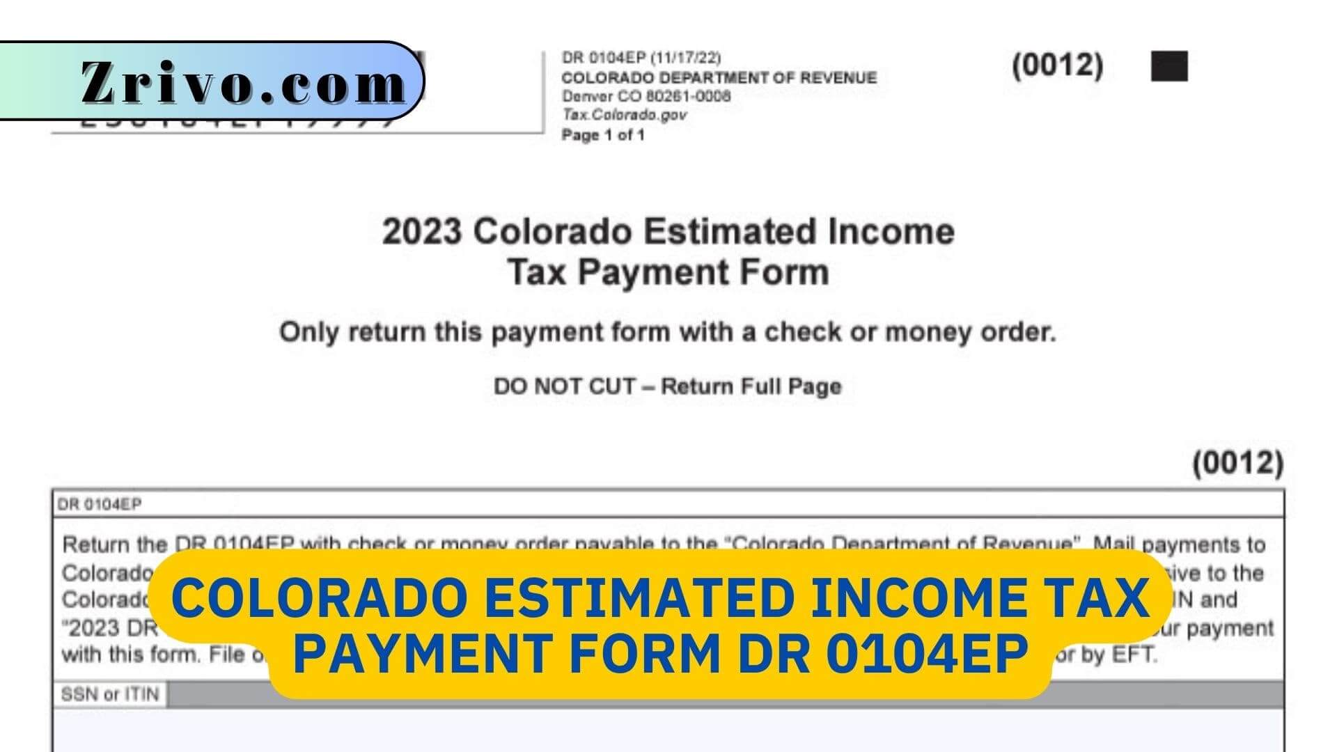 Colorado Estimated Income Tax Payment Form DR 0104EP