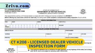 CT K208 - Licensed Dealer Vehicle Inspection Form