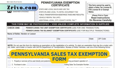 Pennsylvania Sales Tax Exemption Form