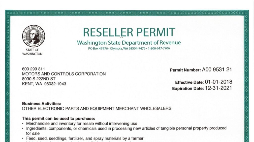 Washington Reseller Permit Application