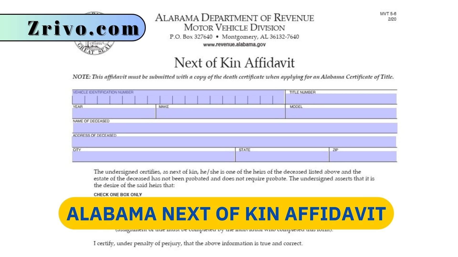 Alabama Next of Kin Affidavit