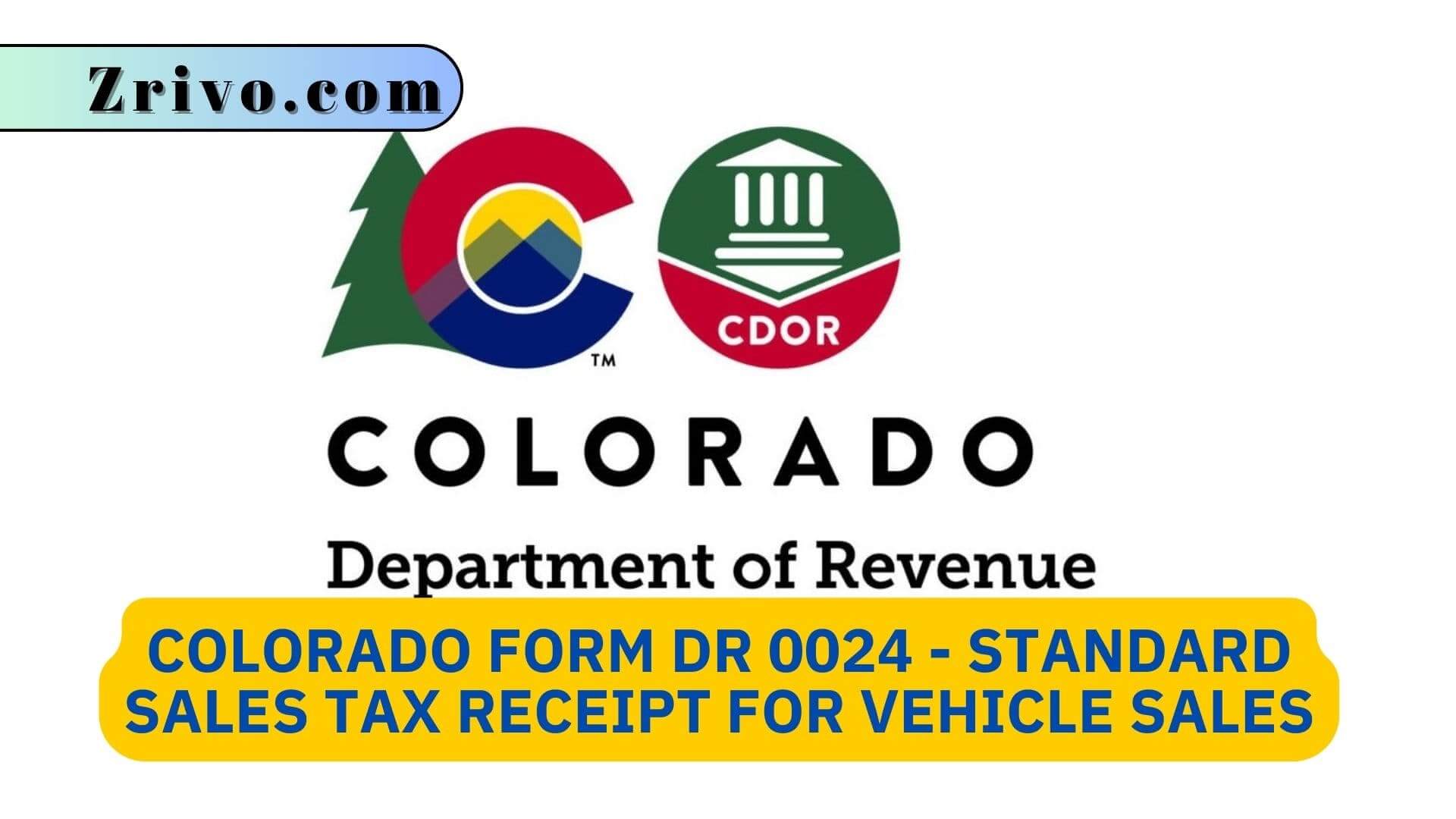Colorado Form DR 0024 - Standard Sales Tax Receipt For Vehicle Sales