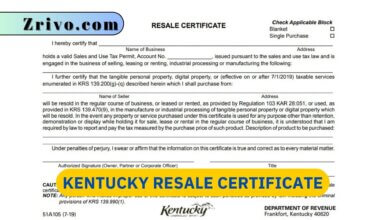 Kentucky Resale Certificate