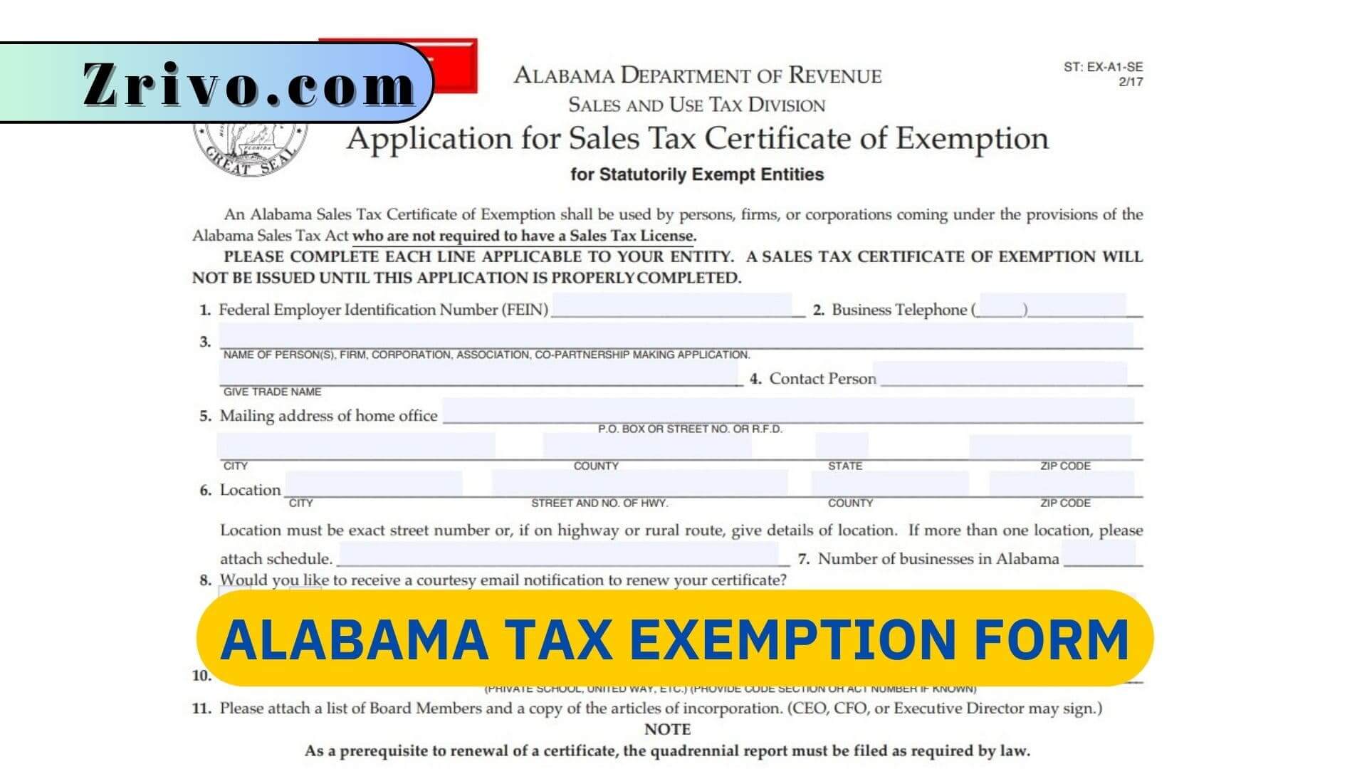 Alabama Tax Exemption Form